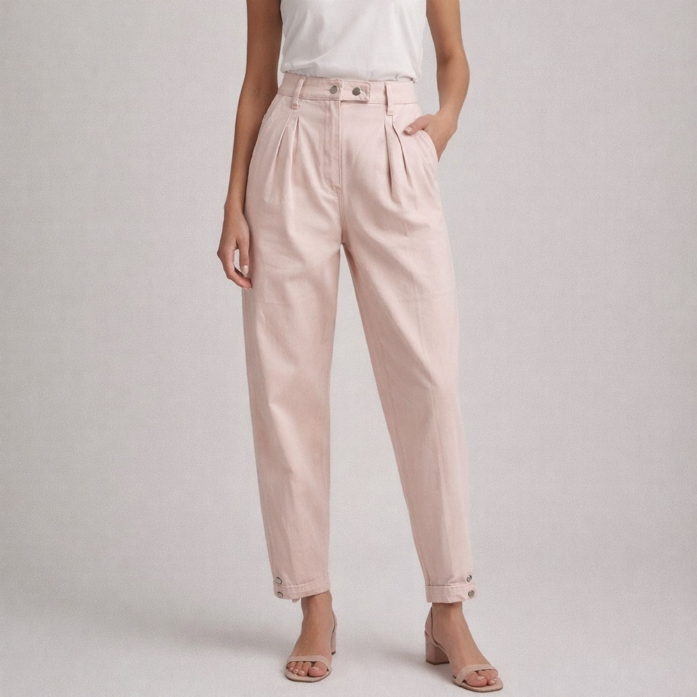 IRO Paris Viklay High Rise Relaxed Fit Cotton Pants Pale Pink EU 36 (US Size 4)